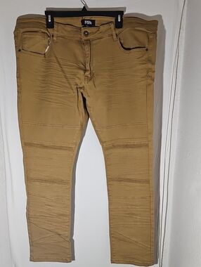 Men's Skinny Biker Jeans in Tan